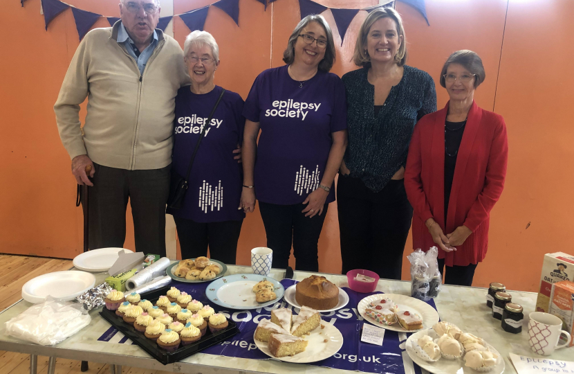 Amber is pictured with Janet Inskip and members of the Epilepsy society