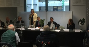 Transport Summit panel, left to right: David Statham, Andrew Wood, Amber Rudd MP, Ray Chapman (Chair), Huw Merriman MP, Angie Doll.